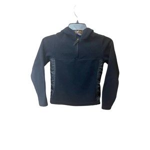 Girls Y2K Extreme Limit Black 3/4 Zip Up Fleece Hooded Jacket size 7/8